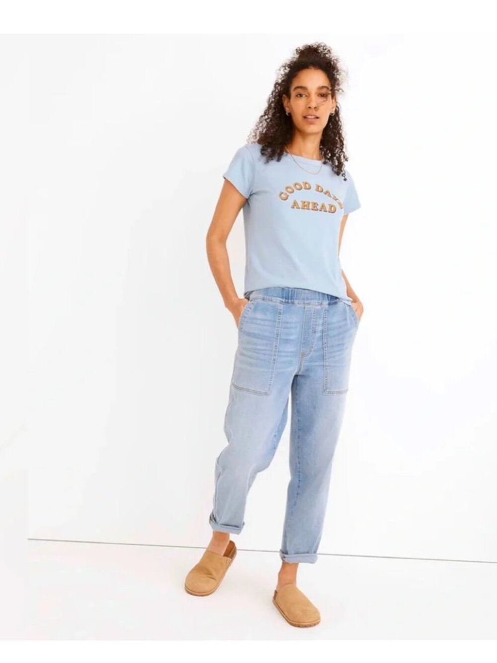 Madewell Pull-On Relaxed Jeans Lisford Wash Elastic Waist Size S